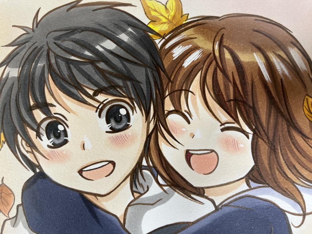 手描きオリジナルイラスト　仲良しカップル