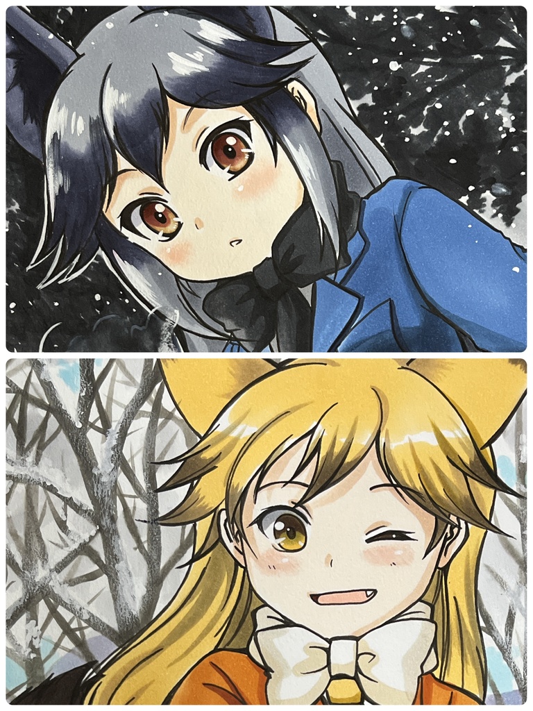 手描き同人イラスト　キタキツネorギンギツネ