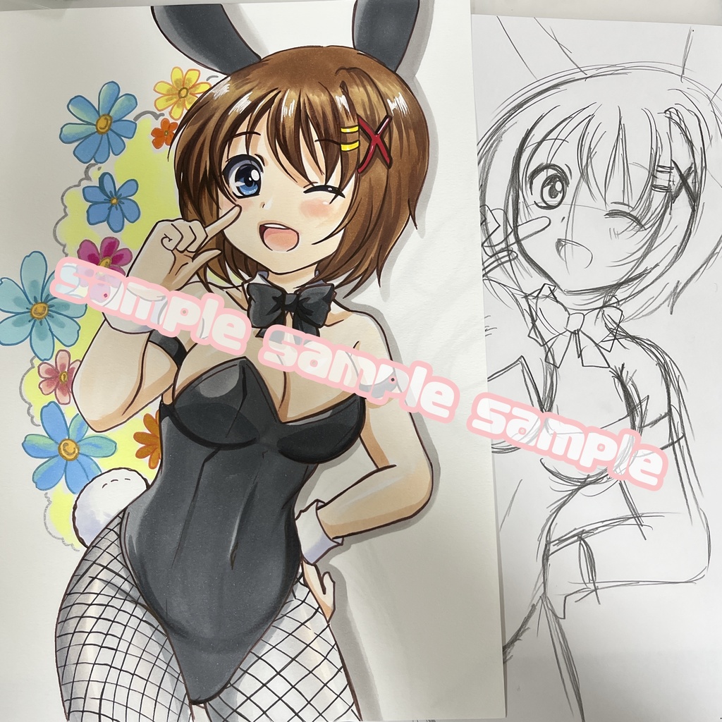 手描き同人イラスト 八神はやて バニーガール