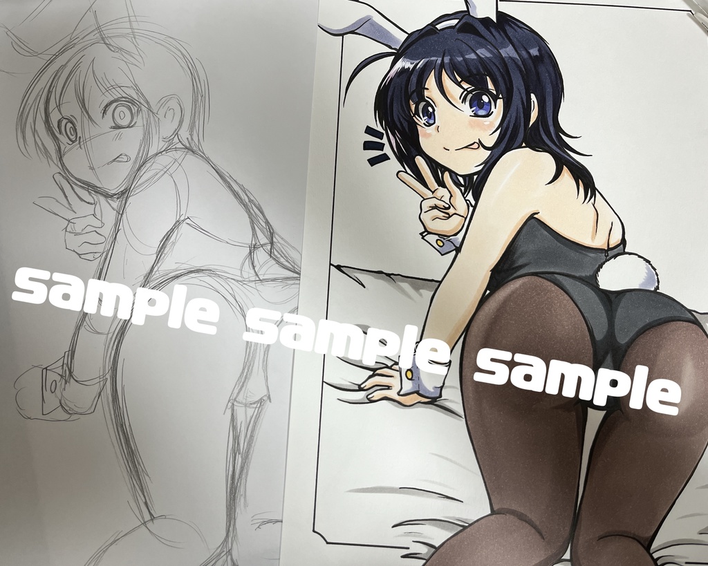 手描きオリジナルイラスト バニーガール