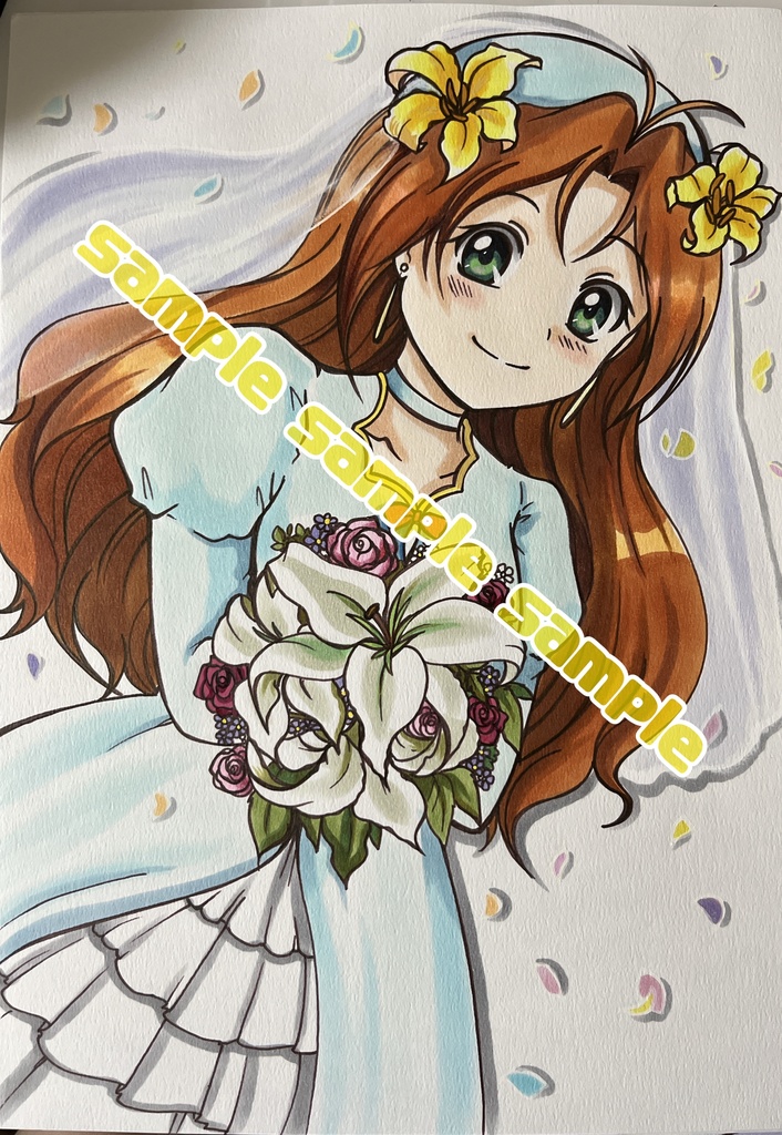 手描き同人イラスト ウェディングピーチ&エンジェルリリィ