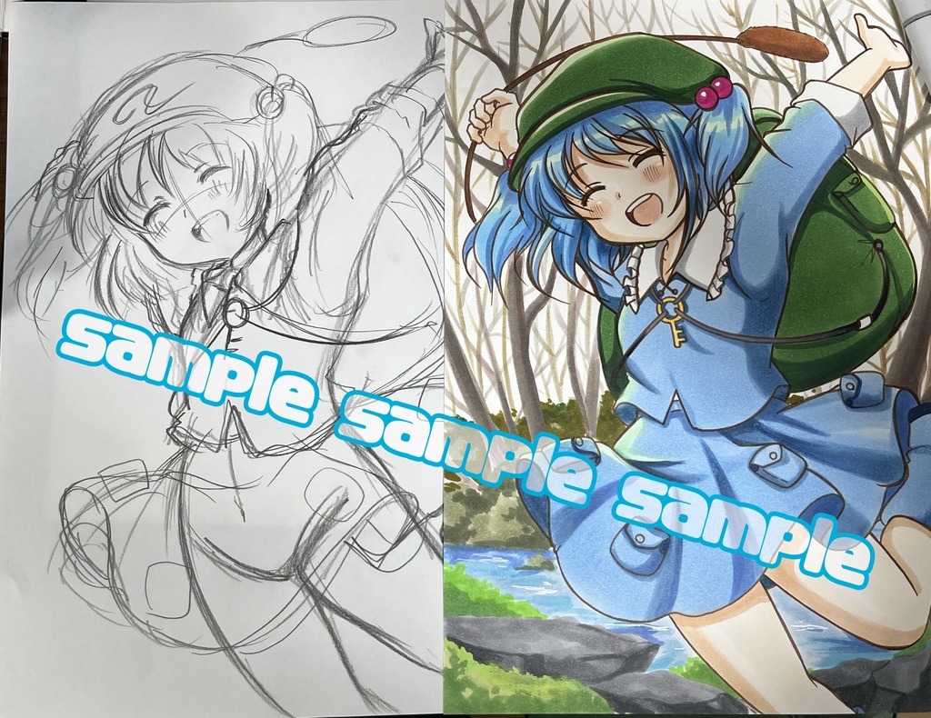 手描き同人イラスト 河城にとり