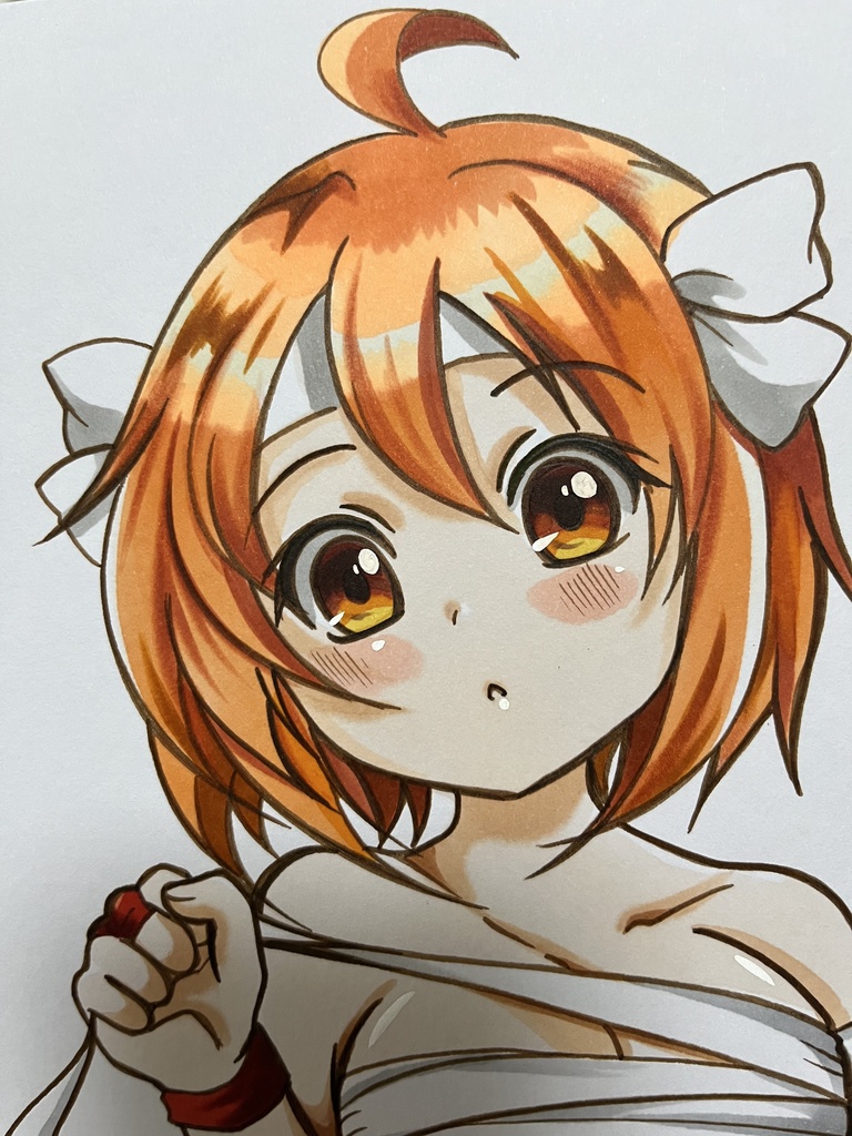 手描きイラスト　かえでちゃん準備中