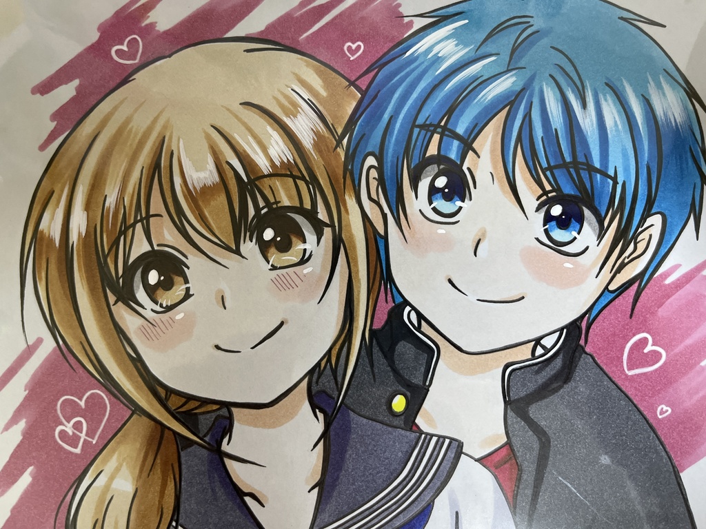 手描きオリジナルイラスト　記念写真？