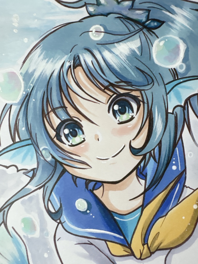 手描きオリジナルイラスト　セーラー人魚