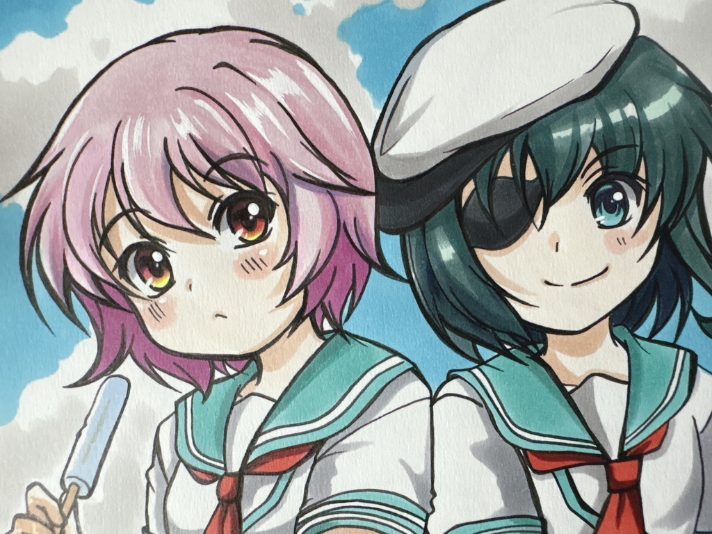 手描き同人イラスト　木曾and多摩