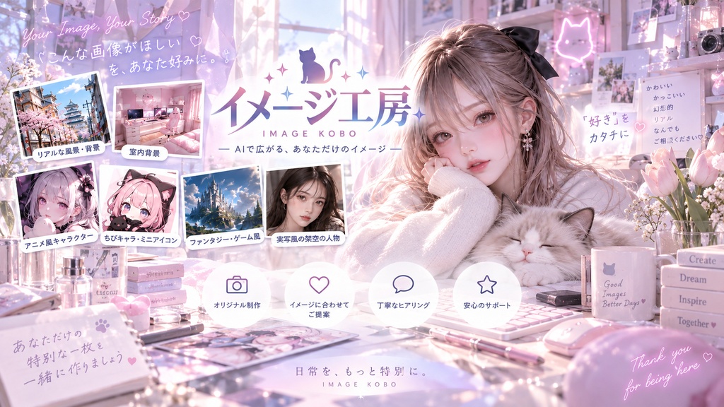 AI画像制作オーダー|アイコン・背景・キャラクター・実写風対応
