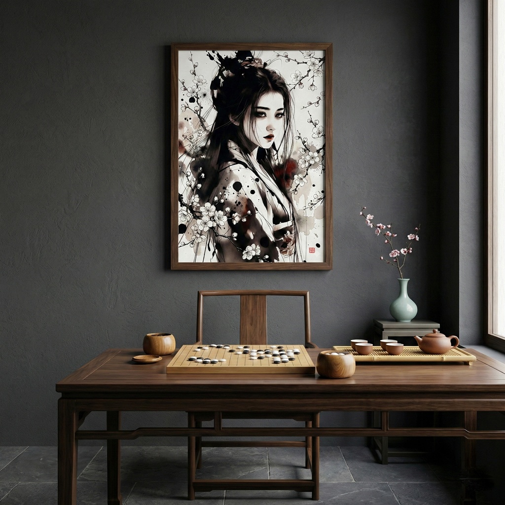 【SV_CH008】「寅月・梅花神:李清照」 東方十二月令花神卷 極致水墨画・背景素材 | Character Assets Now Available for VTuber & GameDev (商用可)