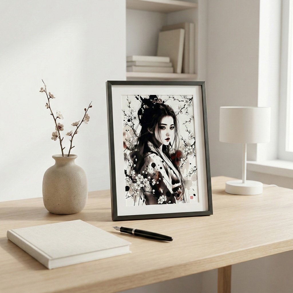 【SV_CH008】「寅月・梅花神:李清照」 東方十二月令花神卷 極致水墨画・背景素材 | Character Assets Now Available for VTuber & GameDev (商用可)