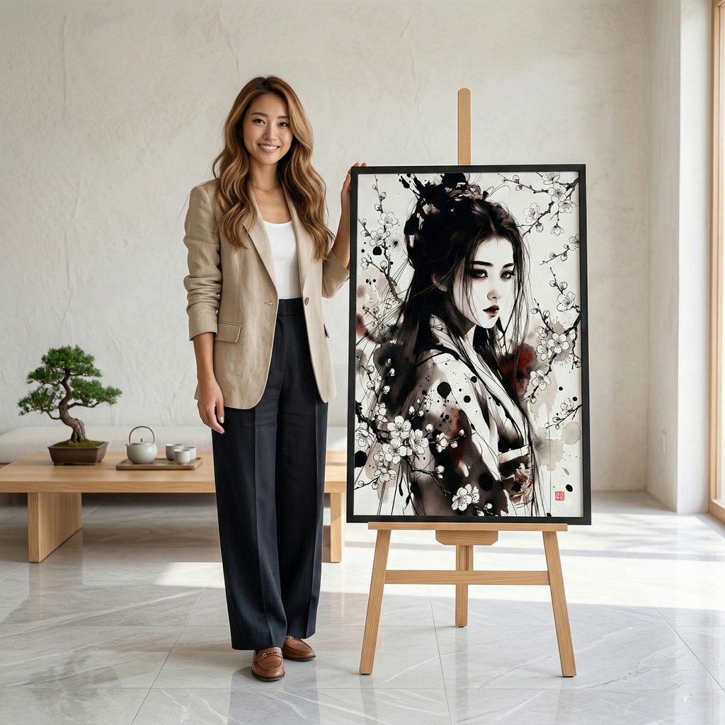 【SV_CH008】「寅月・梅花神:李清照」 東方十二月令花神卷 極致水墨画・背景素材 | Character Assets Now Available for VTuber & GameDev (商用可)