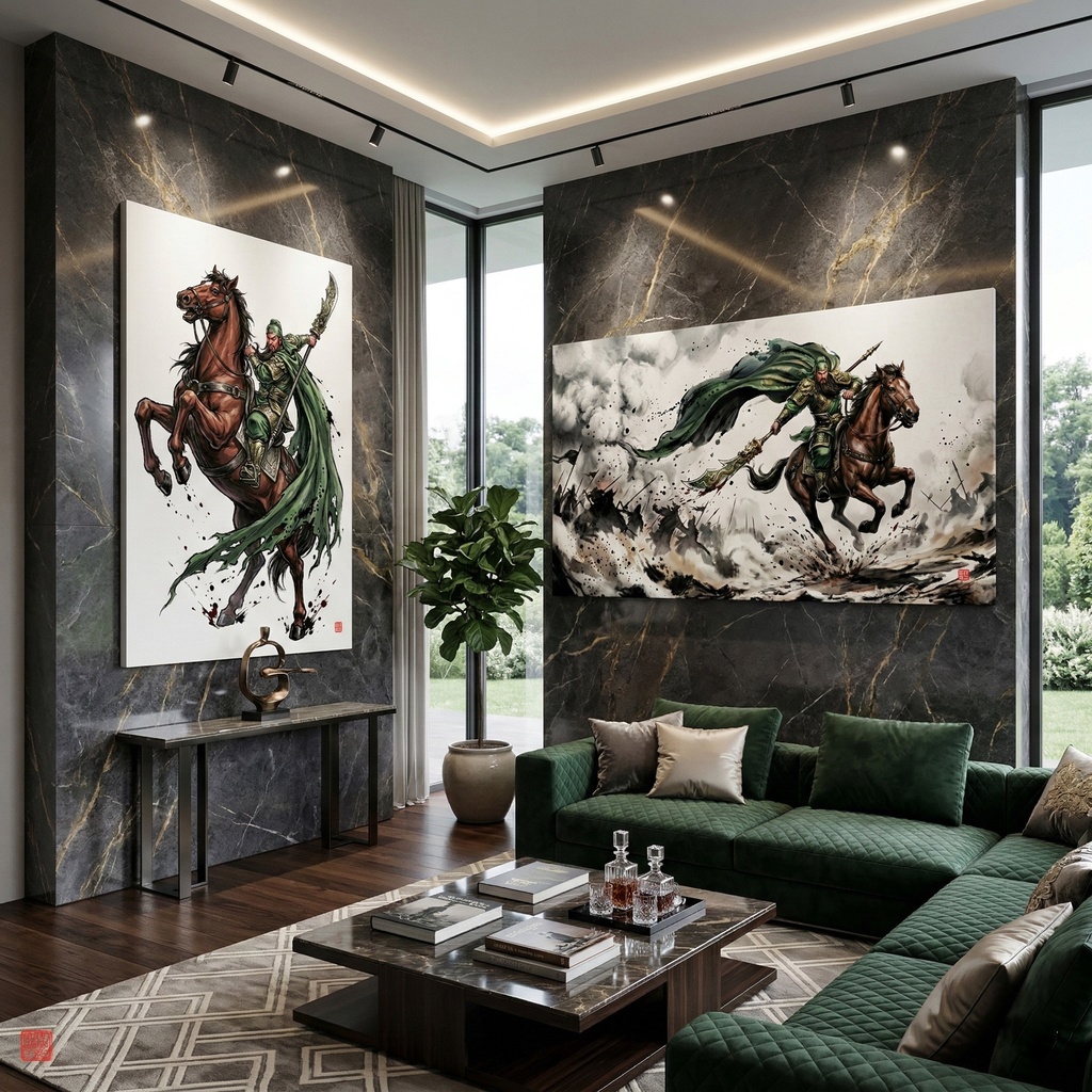 「武聖:関羽」三国英雄伝 第二弾 極致水墨画・背景素材 (2種収録 / 商用可)(SV_TK002)