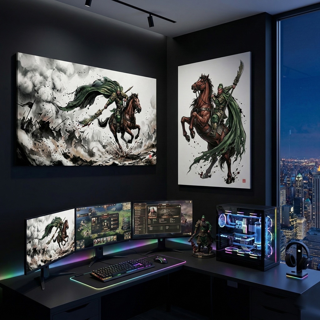 「武聖:関羽」三国英雄伝 第二弾 極致水墨画・背景素材 (2種収録 / 商用可)(SV_TK002)