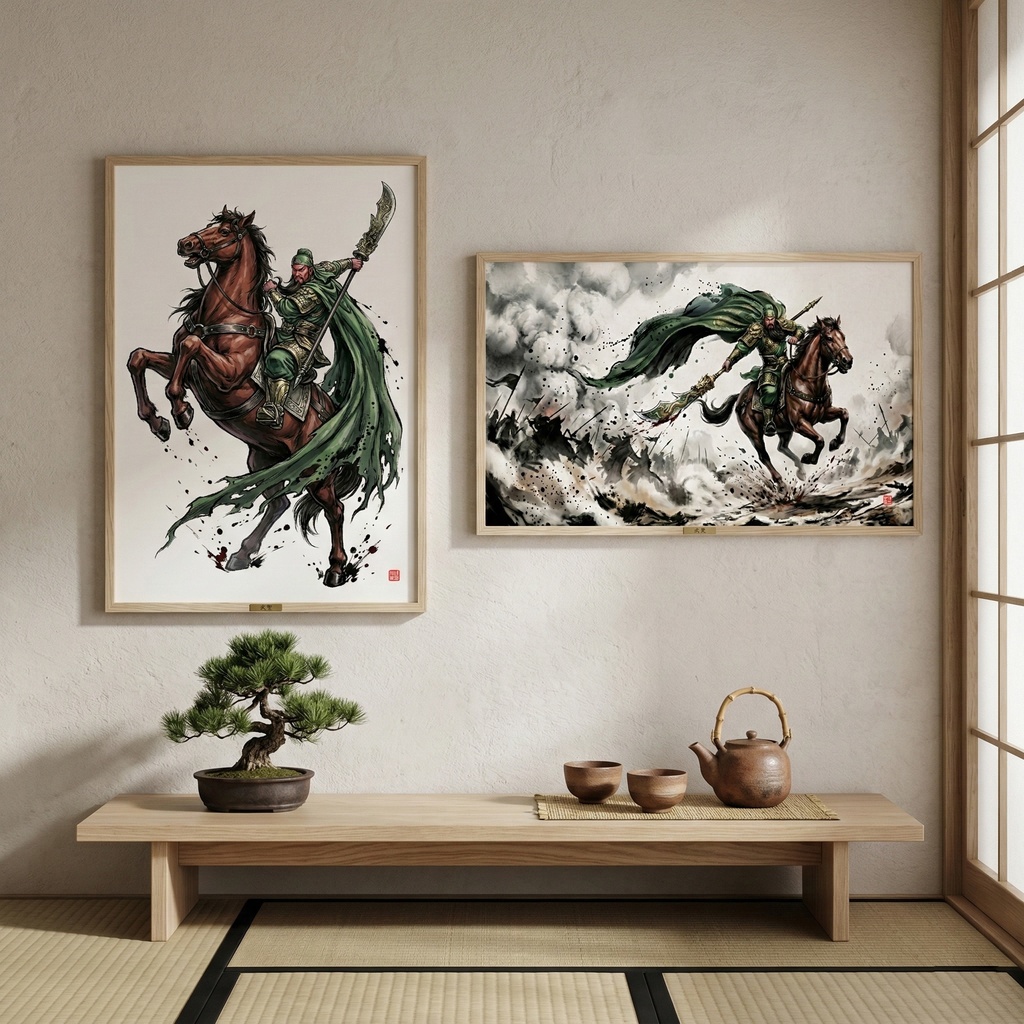 「武聖:関羽」三国英雄伝 第二弾 極致水墨画・背景素材 (2種収録 / 商用可)(SV_TK002)