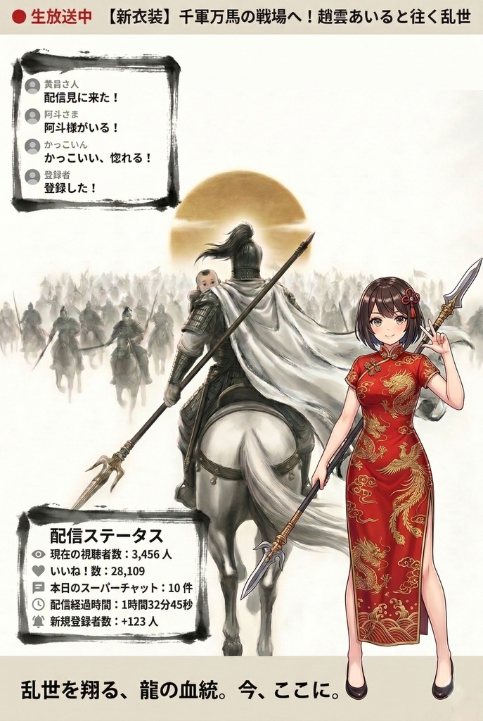 【三国志】趙雲 子龍(一身是胆)最高級水墨画アセット | Zhao Yun Ink Art (SV_TK003)(2種収録 / 商用可)