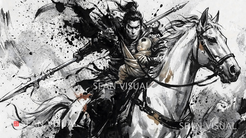 【三国志】趙雲 子龍（一身是胆）最高級水墨画アセット | Zhao Yun Ink Art (SV_TK003)(2種収録 / 商用可)