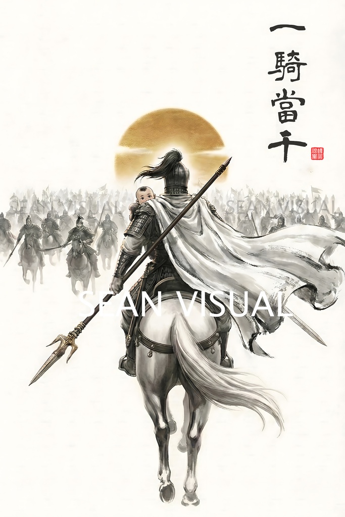 【三国志】趙雲 子龍(一身是胆)最高級水墨画アセット | Zhao Yun Ink Art (SV_TK003)(2種収録 / 商用可)