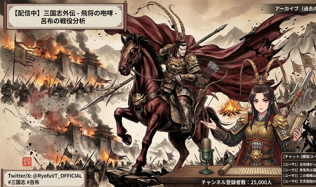 【三国志】呂布 奉先(鬼神:戦火の余燼)最高級水墨画アセット | Lu Bu Ink Art (SV_TK004)(商用可)