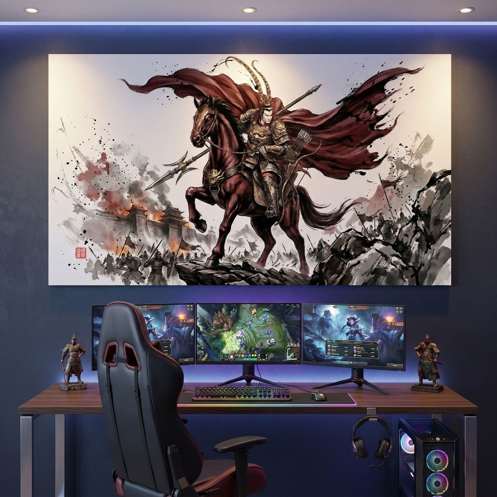 【三国志】呂布 奉先(鬼神:戦火の余燼)最高級水墨画アセット | Lu Bu Ink Art (SV_TK004)(商用可)