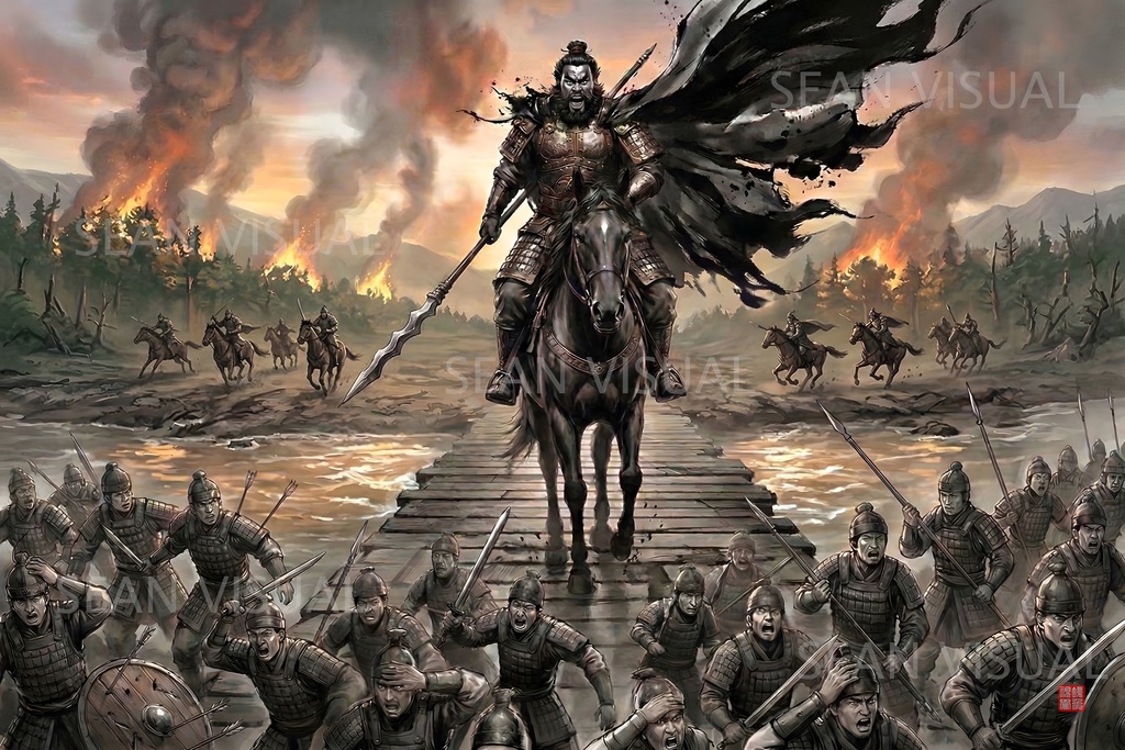 【三国志】張飛 翼徳（長坂橋の咆哮）最高級水墨画アセット | Zhang Fei Ink Art (SV_TK005)(2種収録 / 商用可)