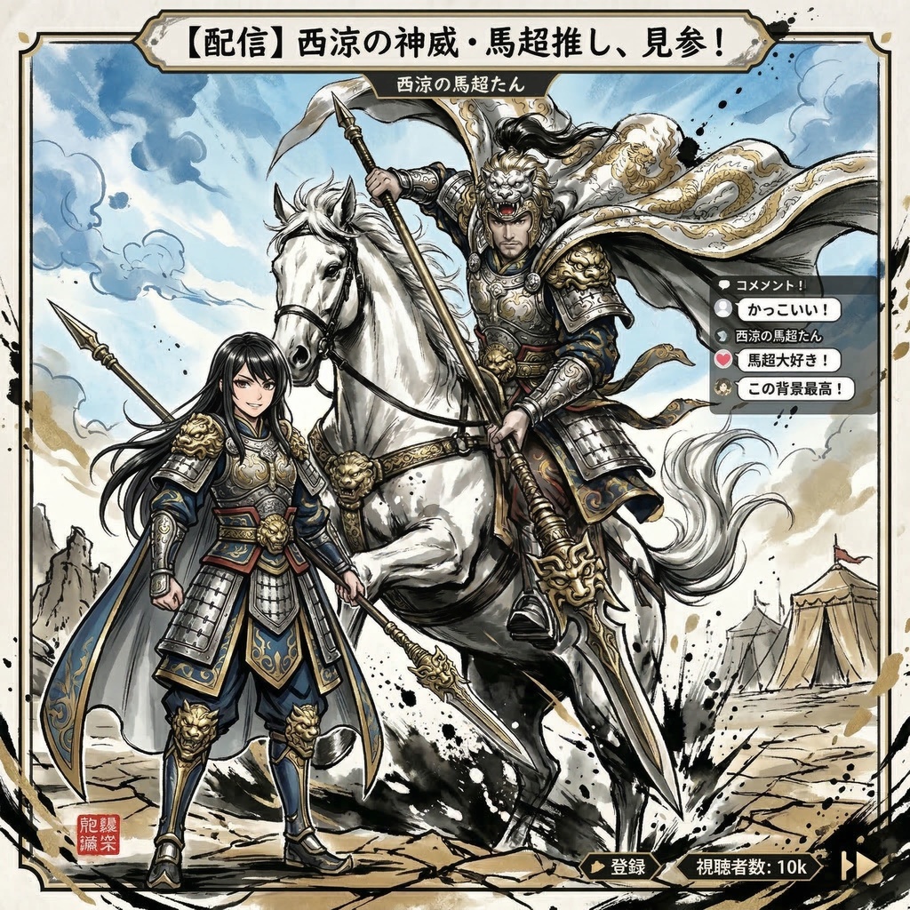 【三国志】馬超 孟起(西涼の錦)最高級水墨画アセット / Ma Chao Ink Art(SV_TK006) (2種収録 / 商用可)