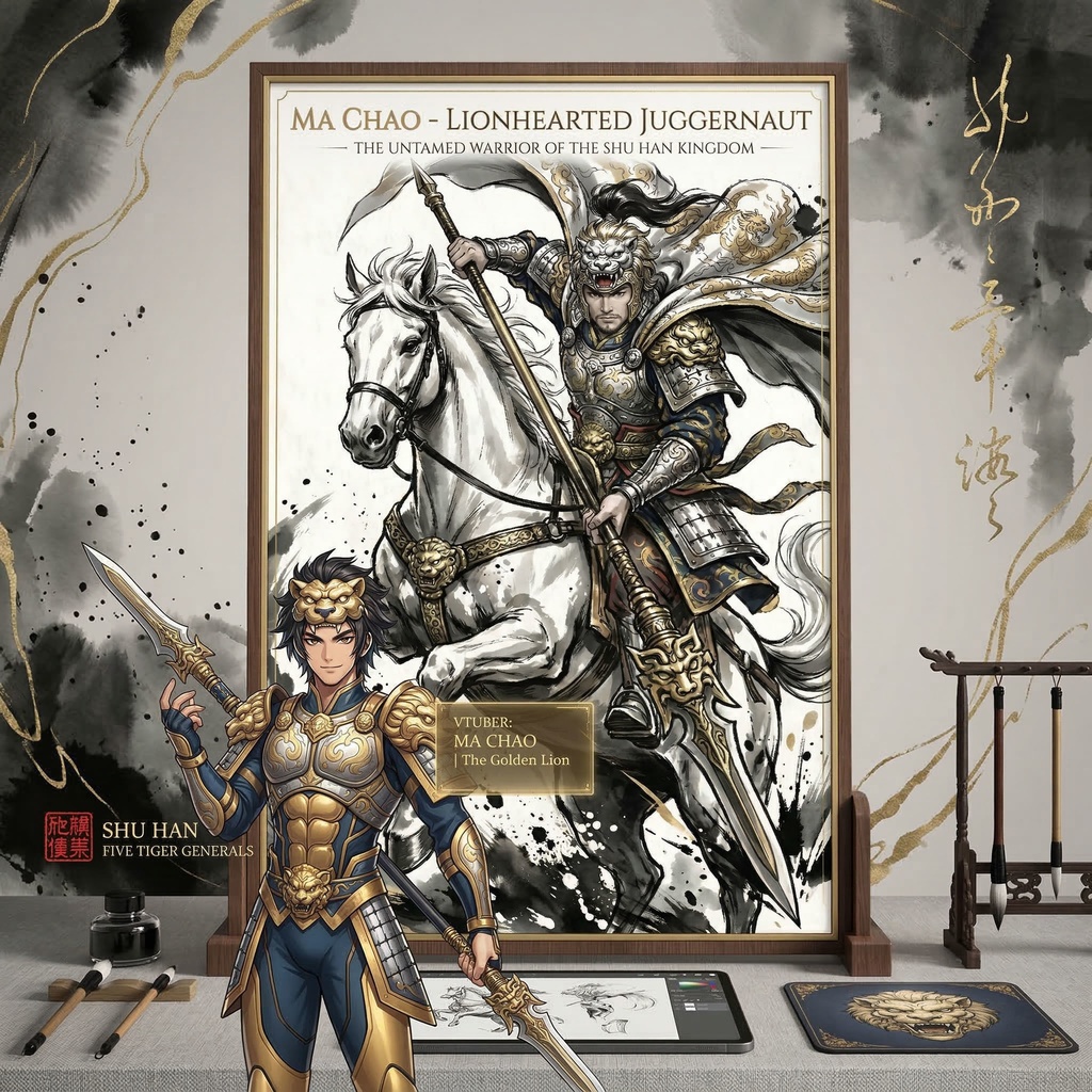 【三国志】馬超 孟起(西涼の錦)最高級水墨画アセット / Ma Chao Ink Art(SV_TK006) (2種収録 / 商用可)