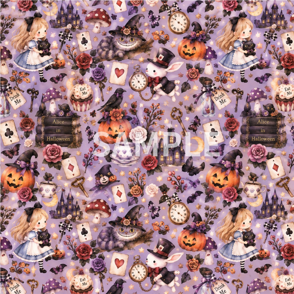 おとぎの森のハロウィン|童話モチーフの水彩デジタルペーパー 8柄セット|おとぎ話・ハロウィン素材