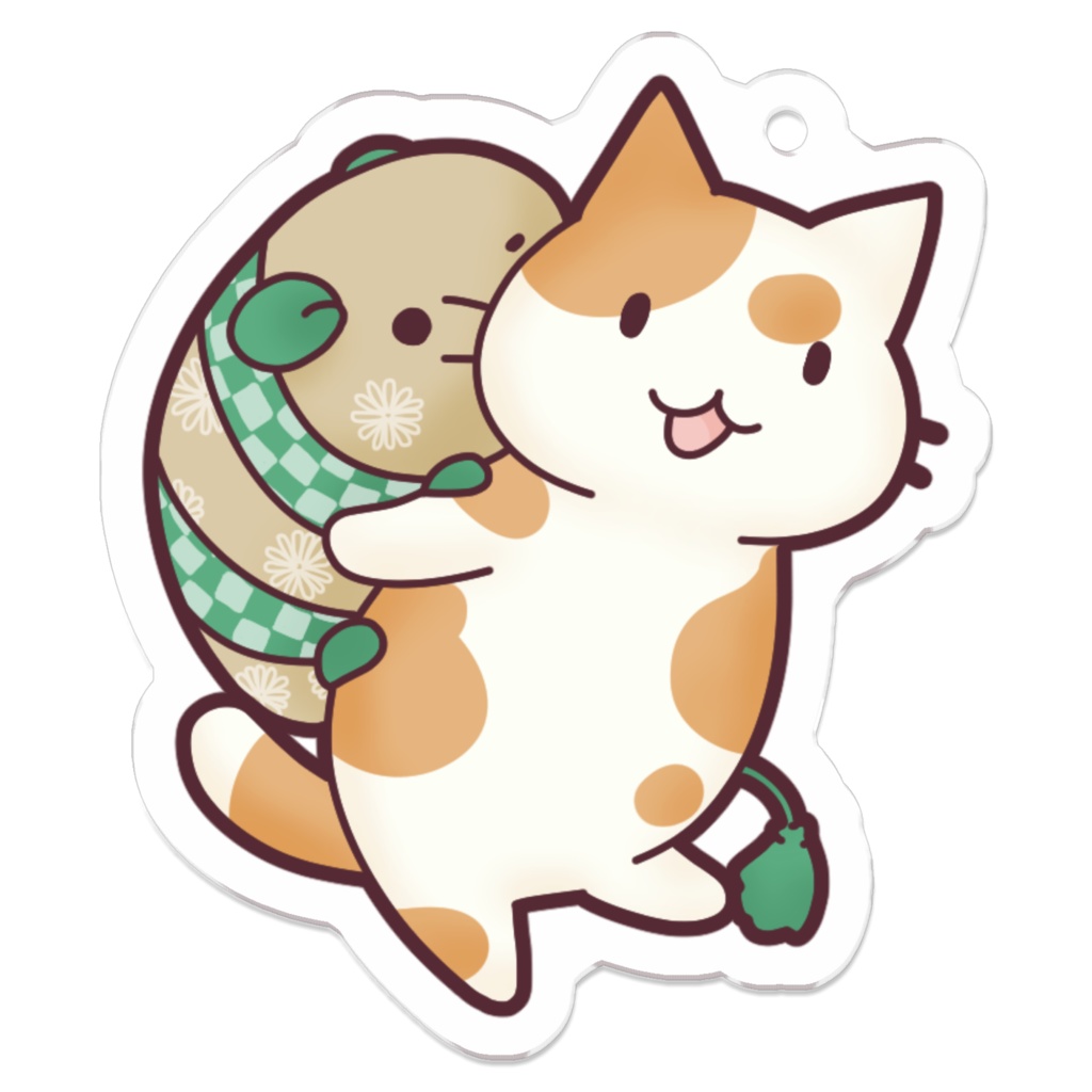 猫推し【和と茶ブチ】アクリルキーホルダー(コーティング)