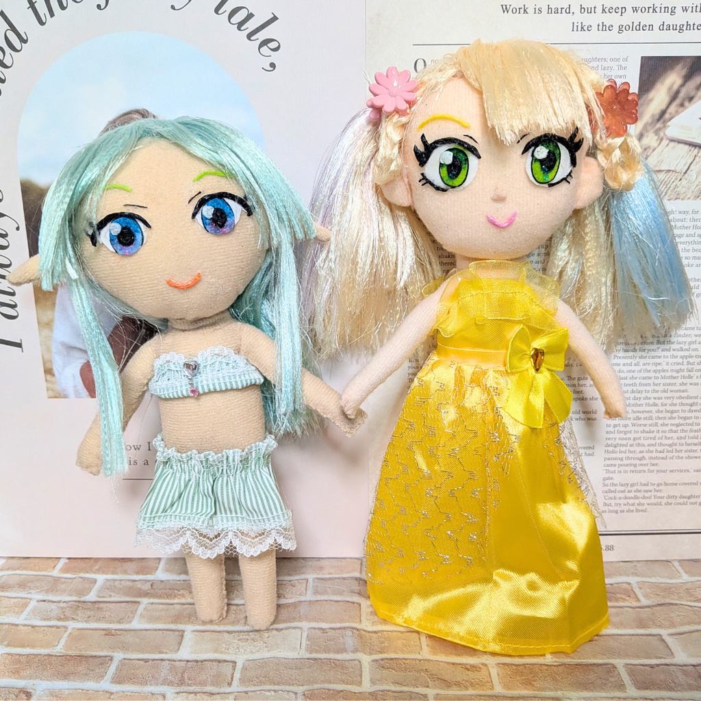 「100円均一のドール服が着られる」お着替えできるぬいぐるみ(ＰＤＦ型紙)