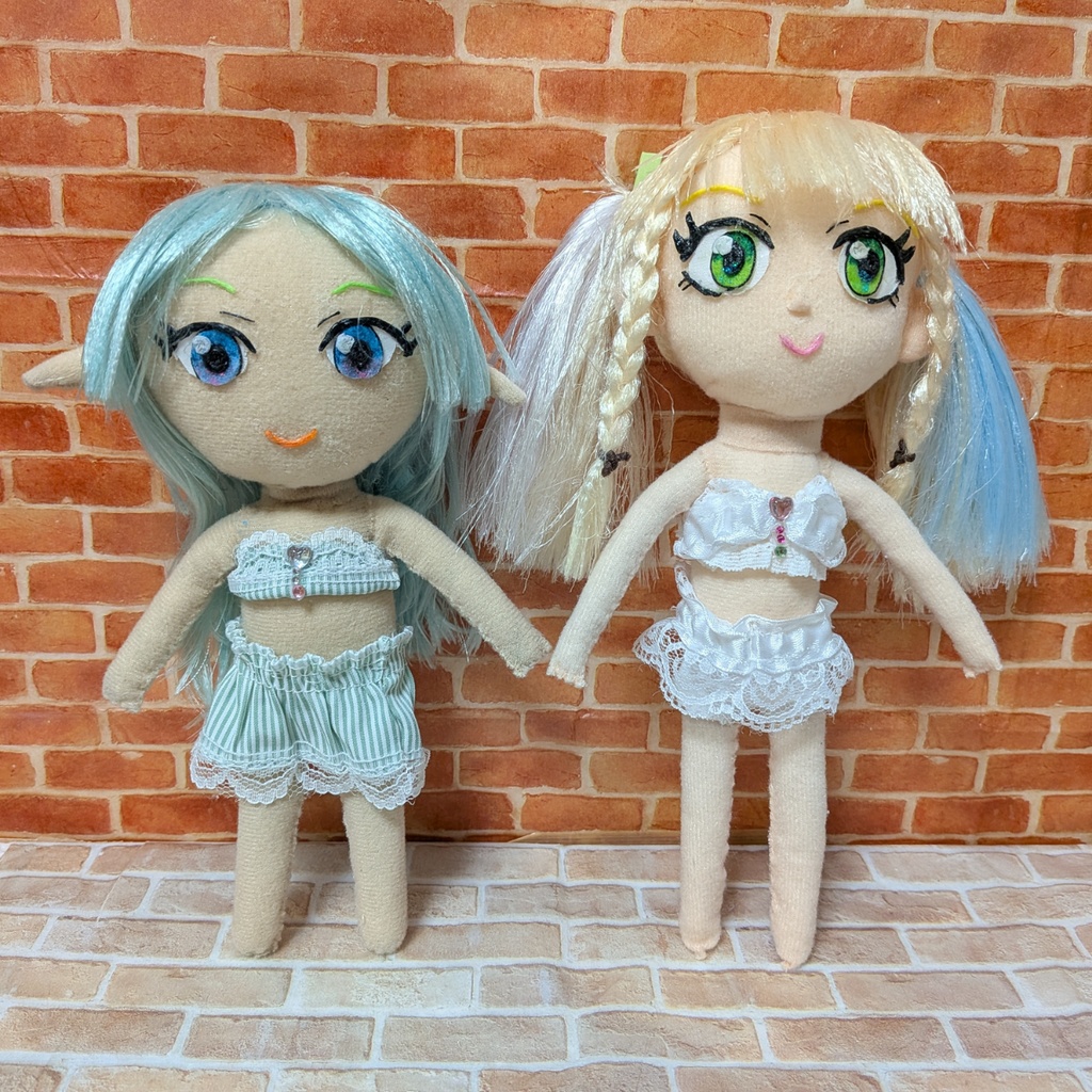 「100円均一のドール服が着られる」お着替えできるぬいぐるみ(PDF型紙)