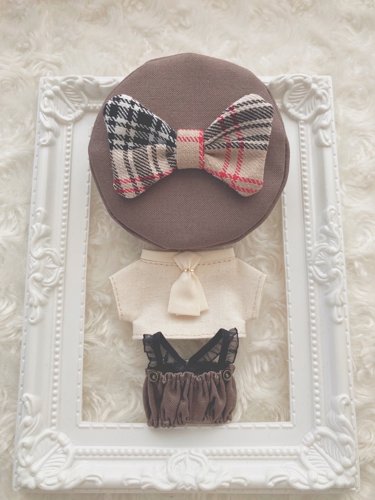 くすみブラウン✖️ボウタイシャツセット