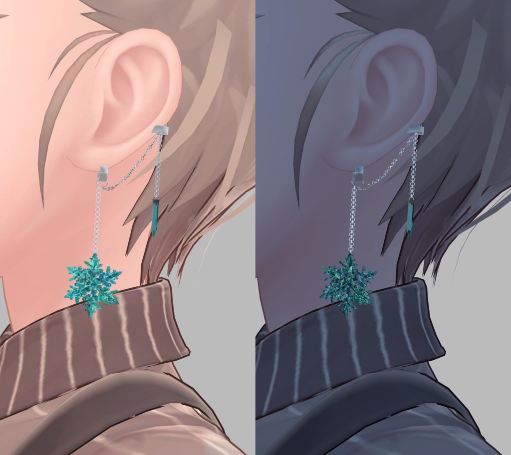 【VRChat想定】SnowCrystalEarring【イヤリング】