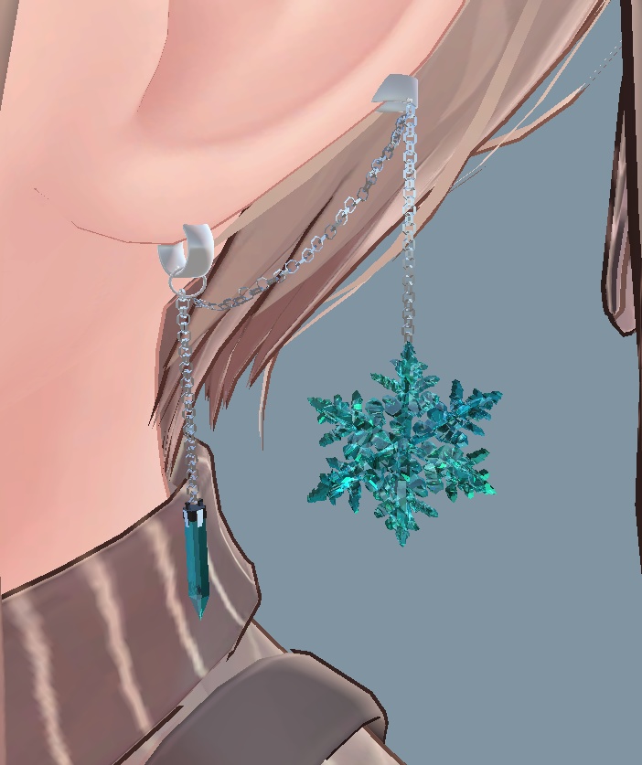 【VRChat想定】SnowCrystalEarring【イヤリング】