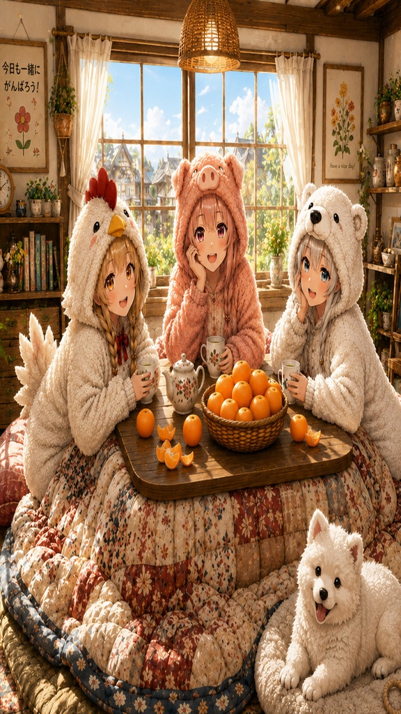 【無料版】パジャマこたつシリーズ 昼下がりのぬくもり 壁紙&イラストセット