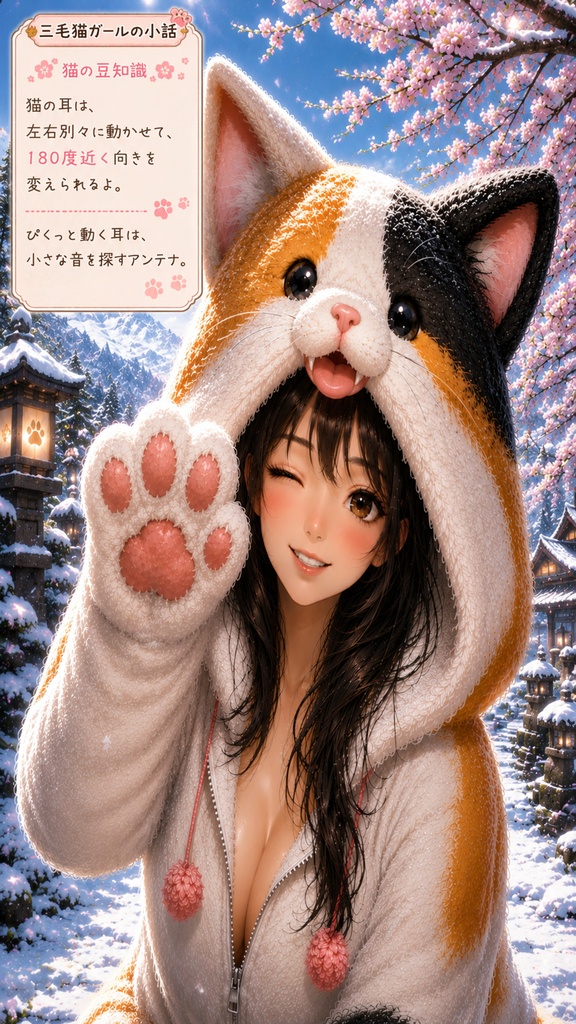 【無料版】三毛猫ガール スマホ壁紙&イラストセット【小話付き】セット