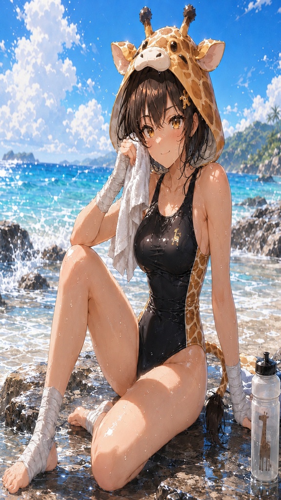 空手家キリンちゃん 真夏の猛特訓 壁紙&イラストセット