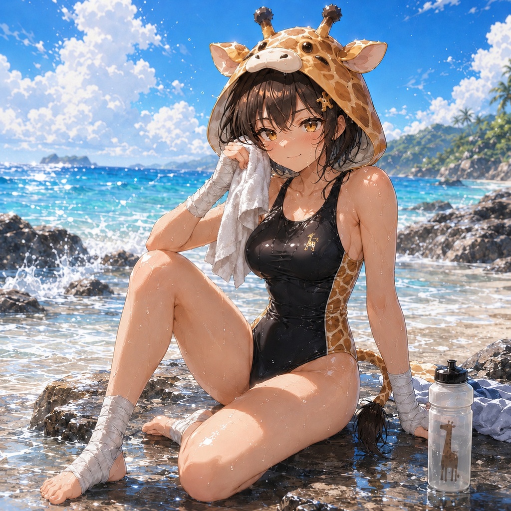空手家キリンちゃん 真夏の猛特訓 壁紙&イラストセット