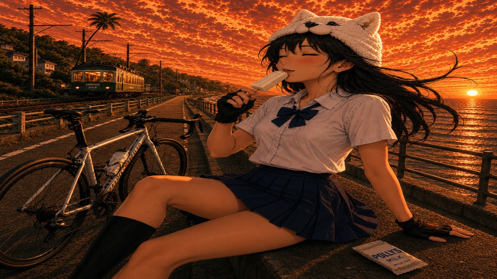 サモエドガールと鉄道 壁紙&イラストセット