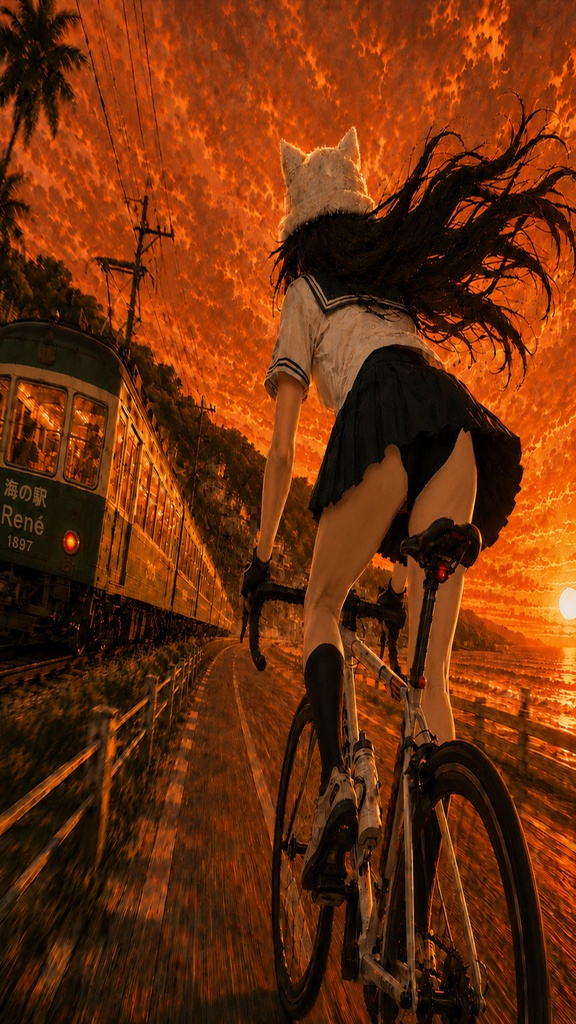 サモエドガールと鉄道 壁紙&イラストセット
