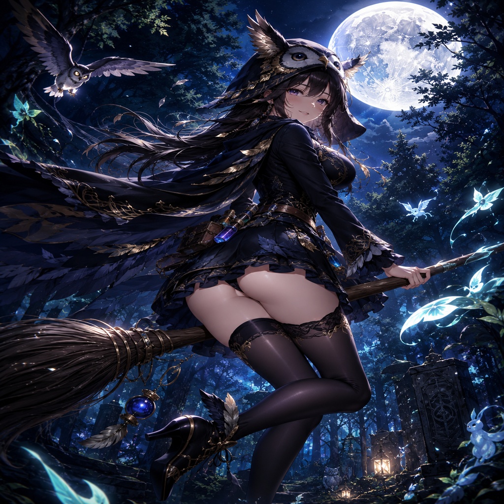 魔女ホーリア 月夜の森 壁紙＆イラストセット