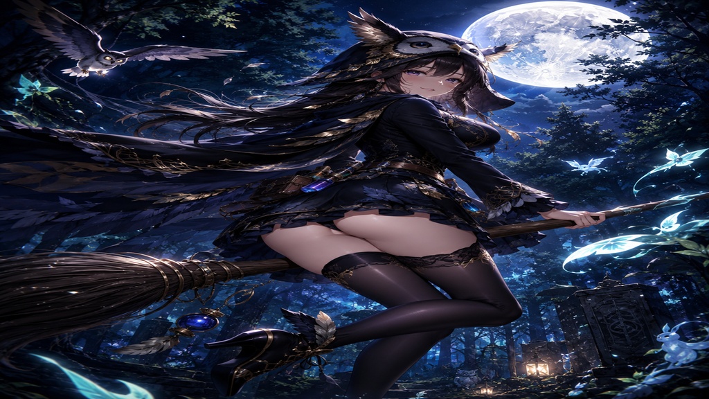 魔女ホーリア 月夜の森 壁紙&イラストセット