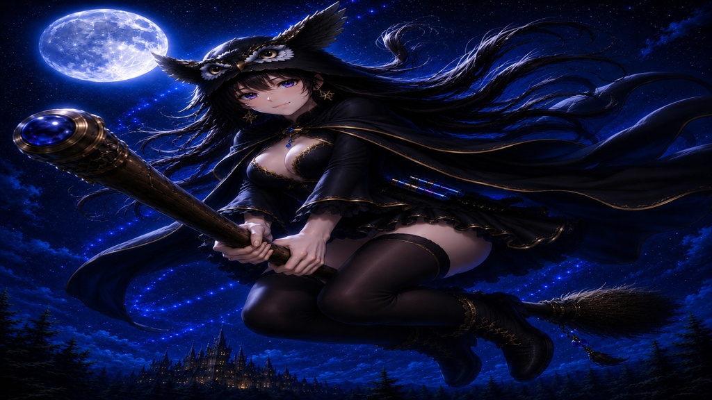 魔女ホーリア 月夜の飛行 壁紙&イラストセット