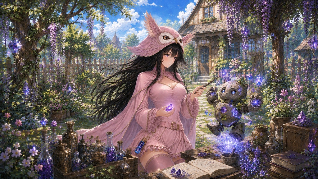 ホーリアの魔法庭園とゴーレム 壁紙&イラストセット【知恵の書付き】