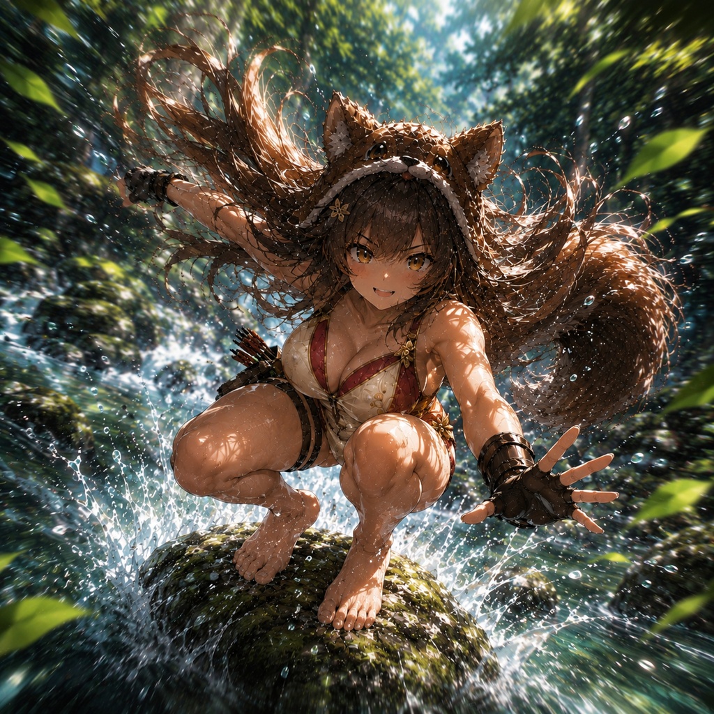 リリスちゃん 森の跳躍修行 壁紙＆イラストセット【ちいさな知恵袋付き】