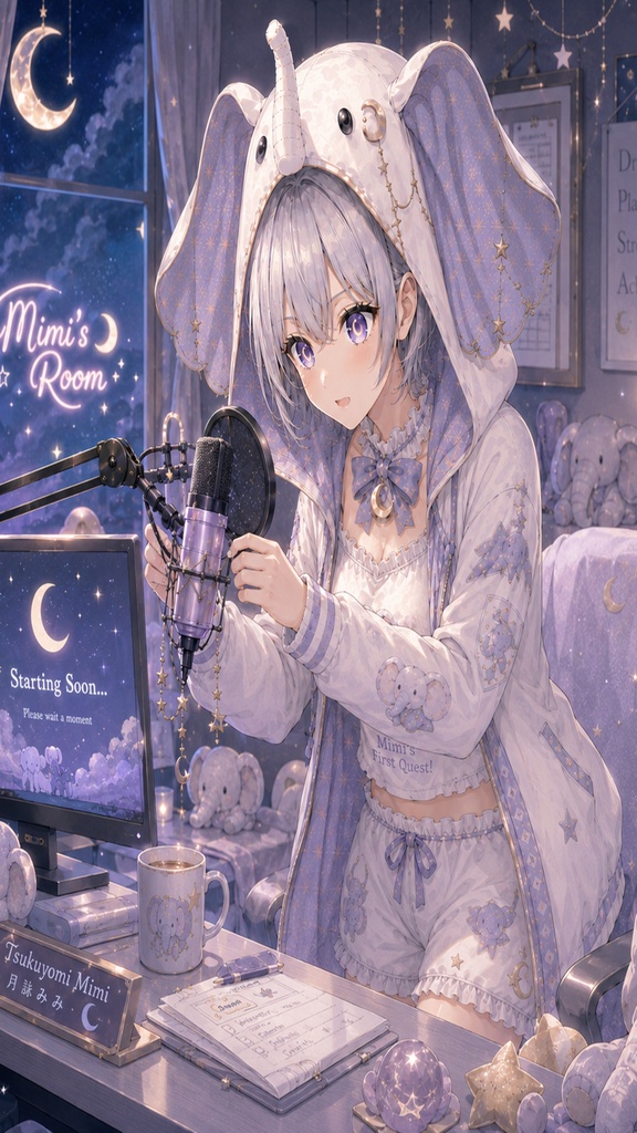 月詠ミミ ゲーム配信 壁紙&イラストセット【リスナーへの一言付き】
