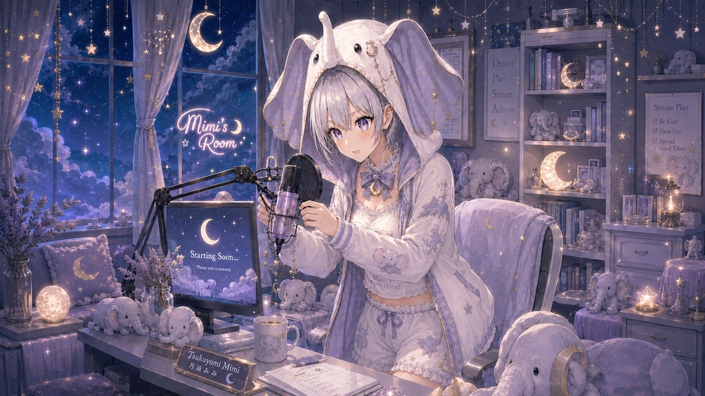 月詠ミミ ゲーム配信 壁紙&イラストセット【リスナーへの一言付き】