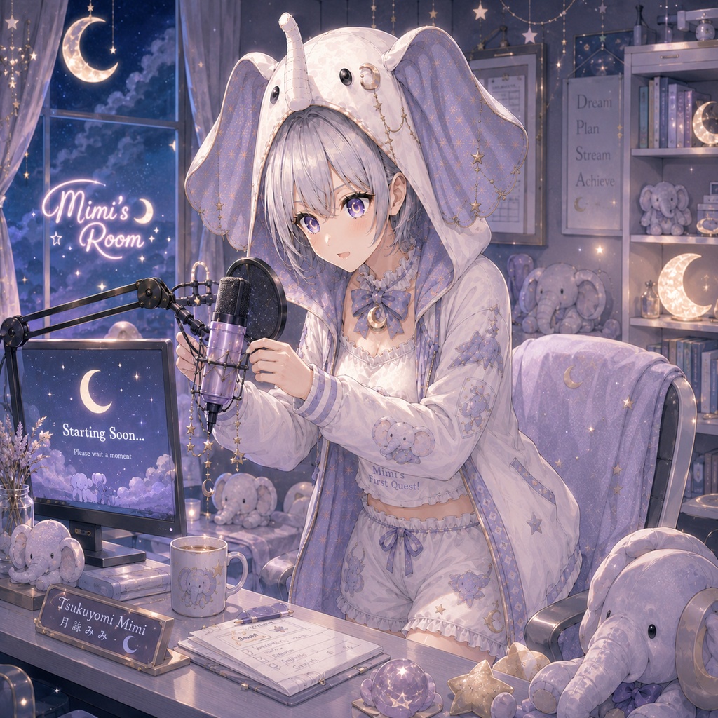 月詠ミミ ゲーム配信 壁紙&イラストセット【リスナーへの一言付き】