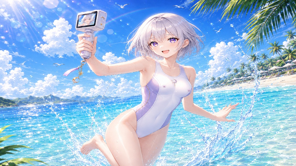 月詠ミミ 夏の競泳水着Vlog 壁紙セット