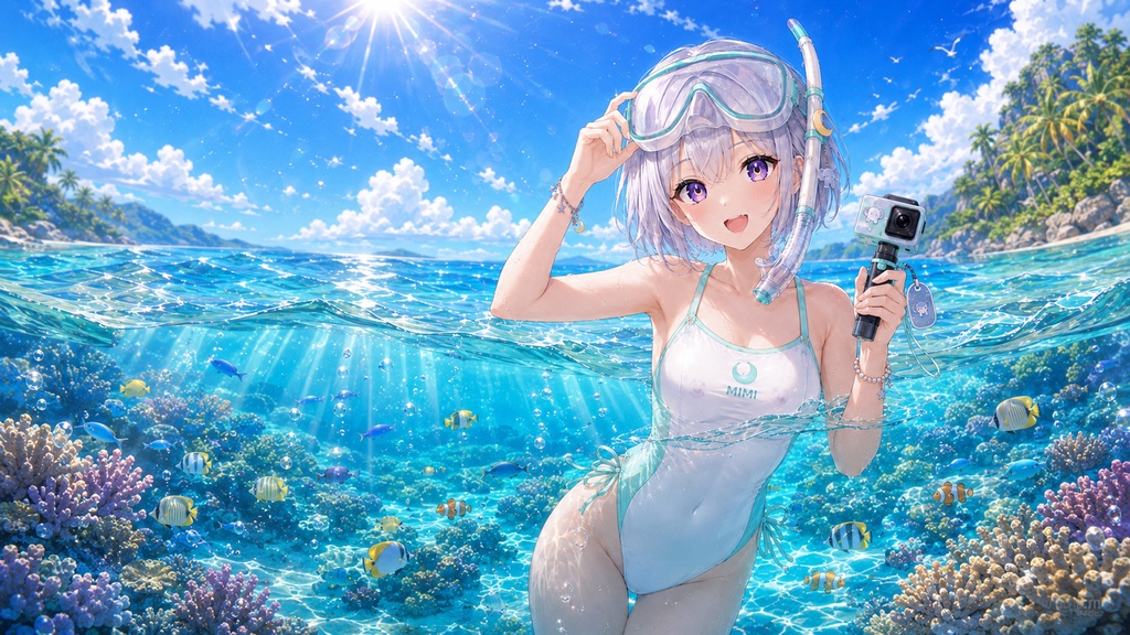 月詠ミミ 夏のシュノーケリングVlog 壁紙セット