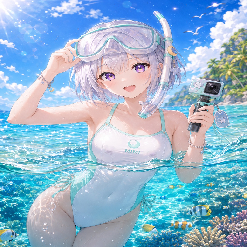 月詠ミミ 夏のシュノーケリングVlog 壁紙セット