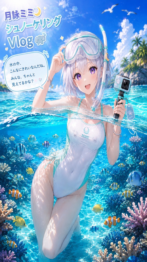 月詠ミミ 夏のシュノーケリングVlog 壁紙セット
